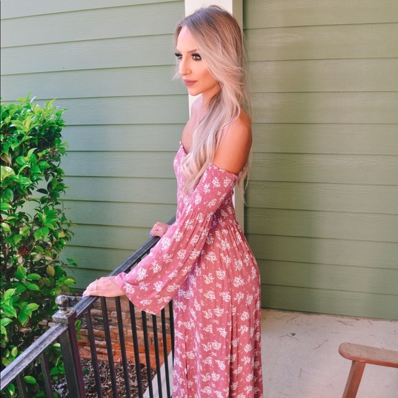 Floral Off the Shoulder Long Boho Dress - Picture 2 of 5